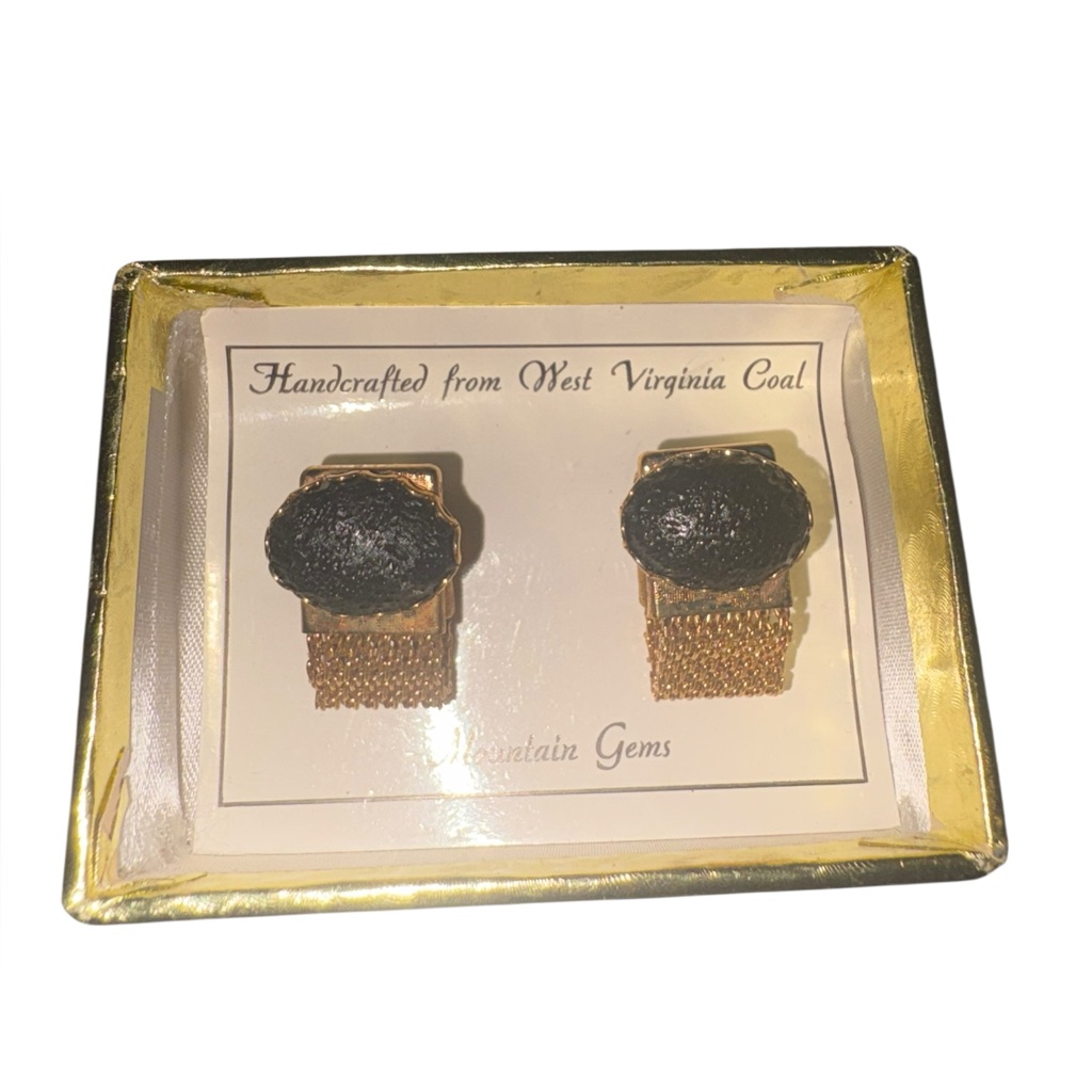 Vintage West Virginia Appalachian Coal Cufflinks Mountain Gems Souvenir J42